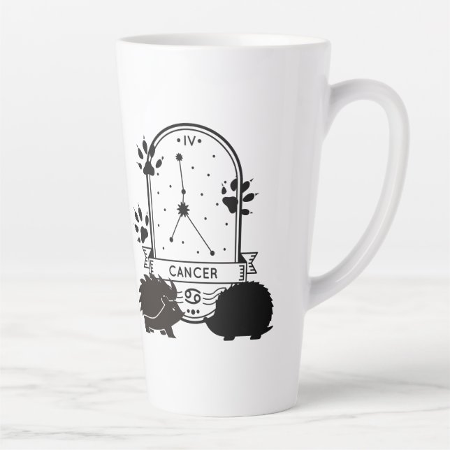 Taza De Café Latte Rótulo zodiaco y Mascotas coincidentes. Cáncer - H (Derecha)