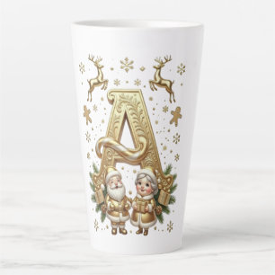 Taza De Café Latte Royal Gold Letter A Luxury Unisex Latte Mug