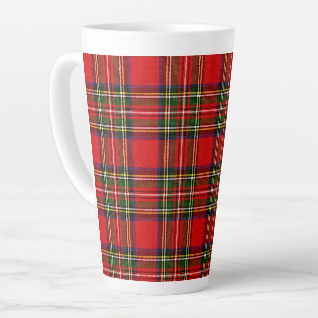 Taza De Café Latte Royal Stewart Clan Tartan Plaid (Ángulo izquierdo)