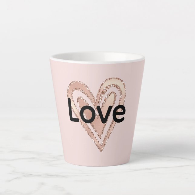 Taza De Café Latte Rubor Pink Heart Love (Anverso)