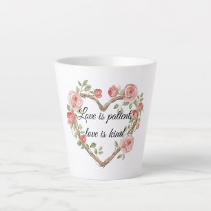 Taza De Café Latte Rubor Romántico Rosa Floral Heart Love