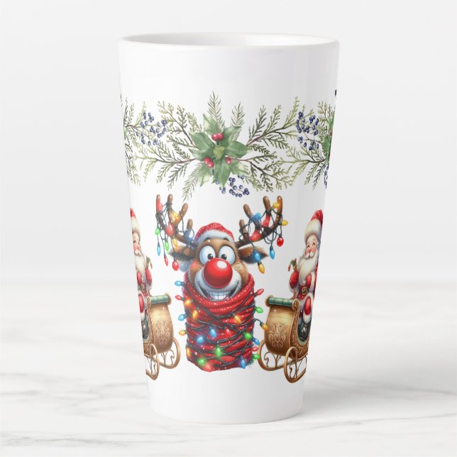 Taza De Café Latte Rudolf, el reno enrojecido (Anverso)