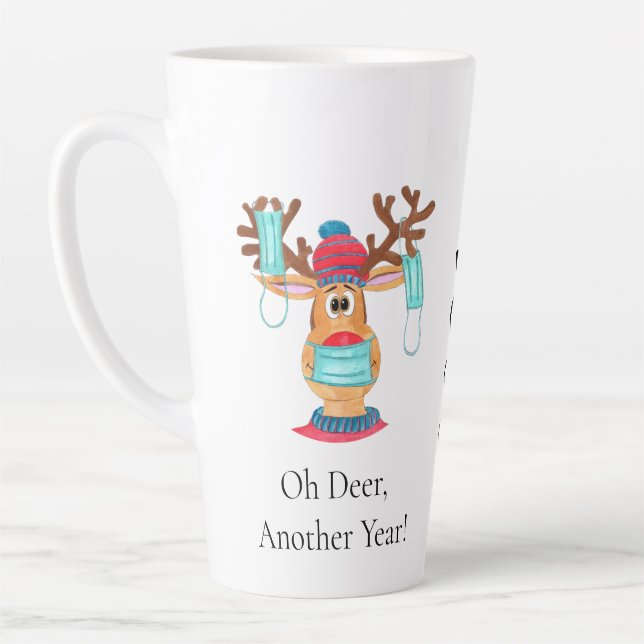 Taza De Café Latte Rudolph la mug de latte de reno enmascarado en la  (Izquierda)