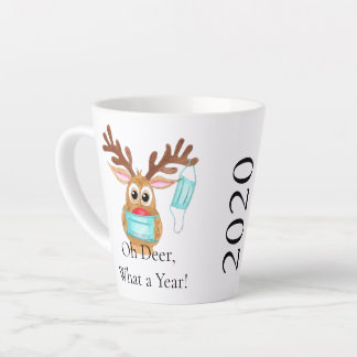 Taza De Café Latte Rudolph, reno enmascarado en la cara