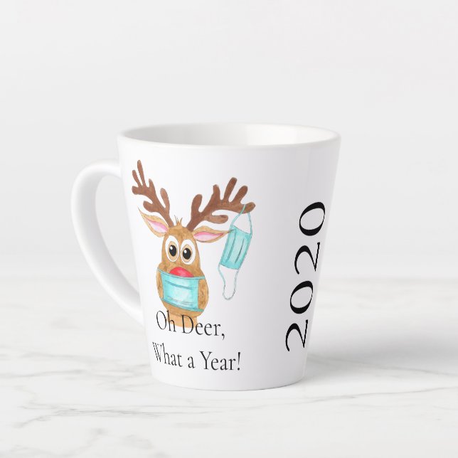 Taza De Café Latte Rudolph, reno enmascarado en la cara (Ángulo izquierdo)