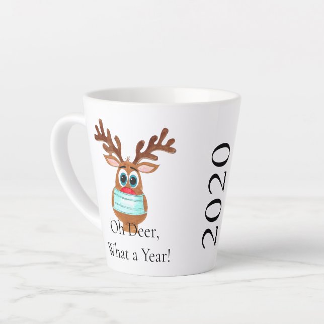 Taza De Café Latte Rudolph, reno enmascarado en la cara (Ángulo izquierdo)