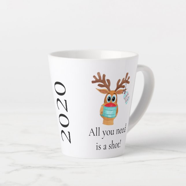 Taza De Café Latte Rudolph, reno enmascarado en la cara (Ángulo derecho)