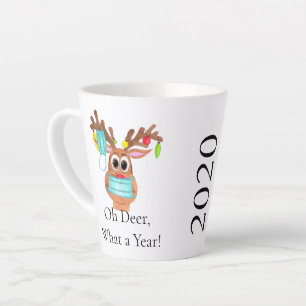 Taza De Café Latte Rudolph, reno enmascarado en la cara