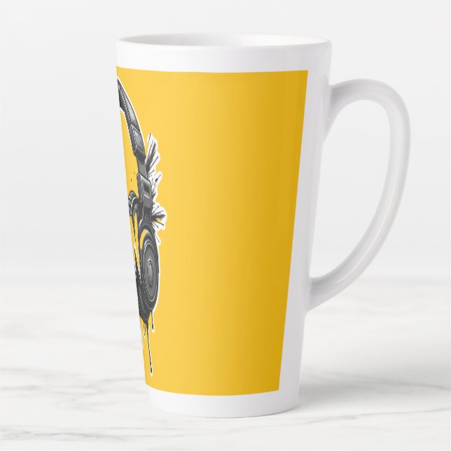 Taza De Café Latte RUN Headphones Street Art Sticker (Derecha)