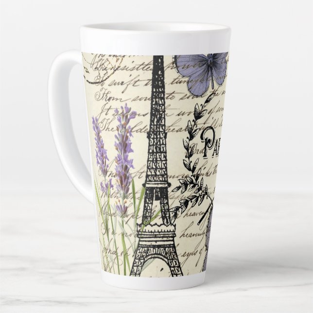 Taza De Café Latte rural francés scripts de campo paris eiffel tower (Ángulo izquierdo)