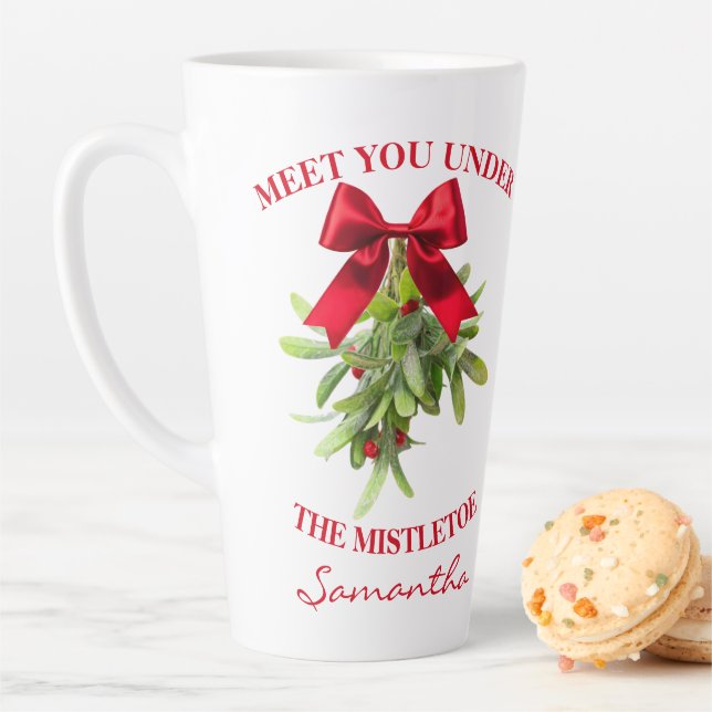 Taza De Café Latte Rustic Country Western Mistletoe Large Mug (In situ)