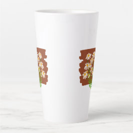 Taza De Café Latte Rustic floral design on brown background