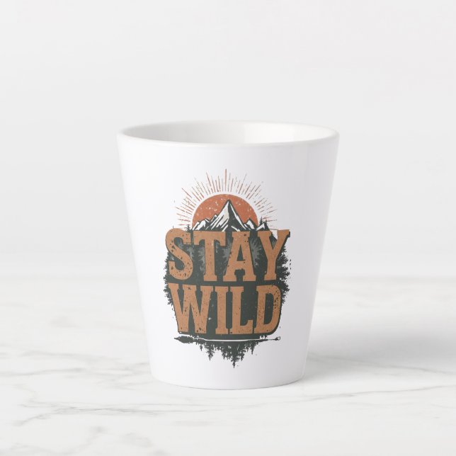 Taza De Café Latte Rustic Stay Wild Hiking Graphic (Anverso)