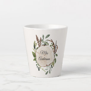 Taza De Café Latte Rústico trozo de madera de tiza