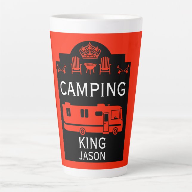 Taza De Café Latte RV Camping King USA (Anverso)