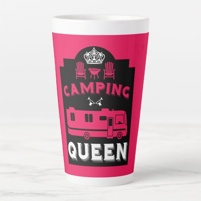 Taza De Café Latte RV Camping Queen USA (Anverso)