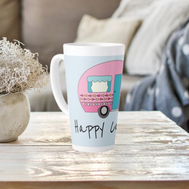 Taza De Café Latte RV rosa de camper feliz (Subido por el creador)