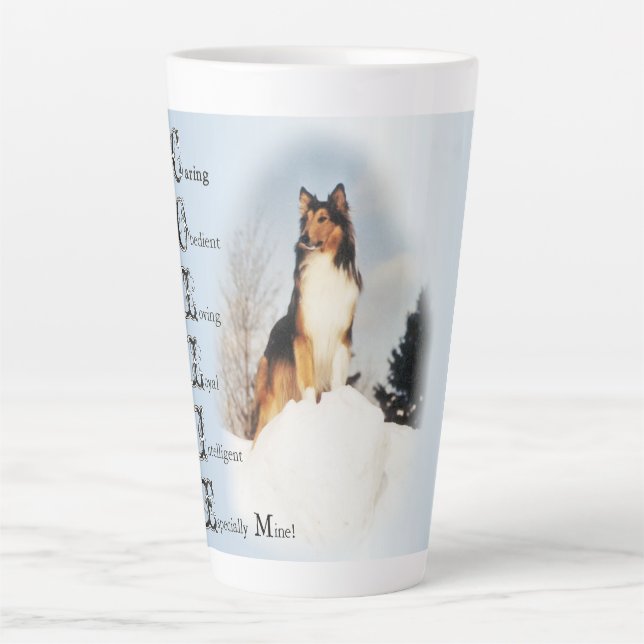 Taza De Café Latte Sable Rough Collie Regalos De Dos Tones De Café Mu (Anverso)