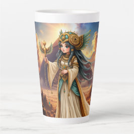 Taza De Café Latte Sacerdotisa Celestial de la Pirámide Dorada.