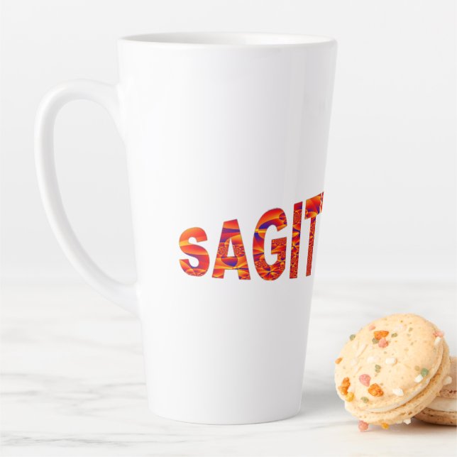 Taza De Café Latte Sagittarius - Azul amarillo Naranja de Firey (In situ)