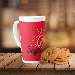 Taza De Café Latte Sagittarius Starburst Symbol Red