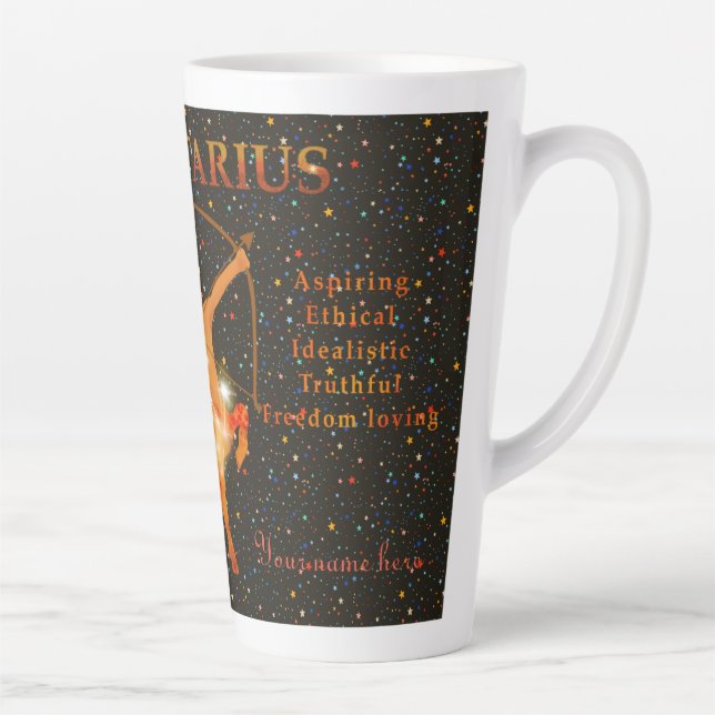 Taza De Café Latte Sagittarius zodiac moderno personalizado (Derecha)