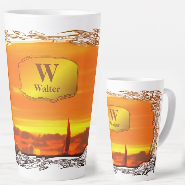 Taza De Café Latte Sailboat Sunset 1300 (Subido por el creador)