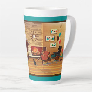 Taza De Café Latte Sala De Estar Moderna De La Casa De Mediados Del S
