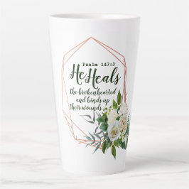 Taza De Café Latte Salmo 147:3 Latte Mug
