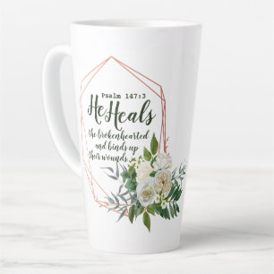Taza De Café Latte Salmo 147:3 Latte Mug
