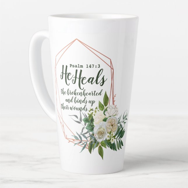 Taza De Café Latte Salmo 147:3 Latte Mug (Ángulo izquierdo)