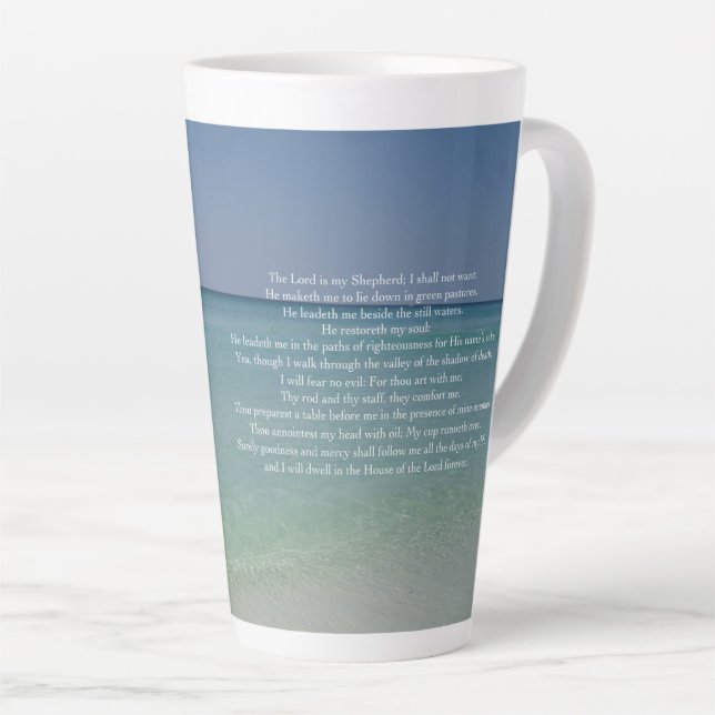 Taza De Café Latte Salmo 23 El Señor es mi Pastor Hermosa Playa (Ángulo derecho)