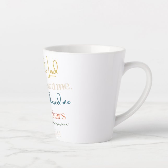 Taza De Café Latte Salmo 34:4 Mug! (Derecha)