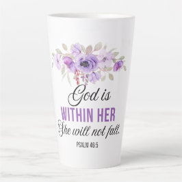Taza De Café Latte Salmo 46:5 Dios está dentro de su flor de la Escri