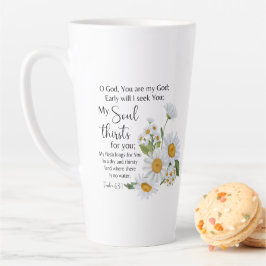 Taza De Café Latte Salmo 63:1 Biblia Escritura Flores de Chamomile