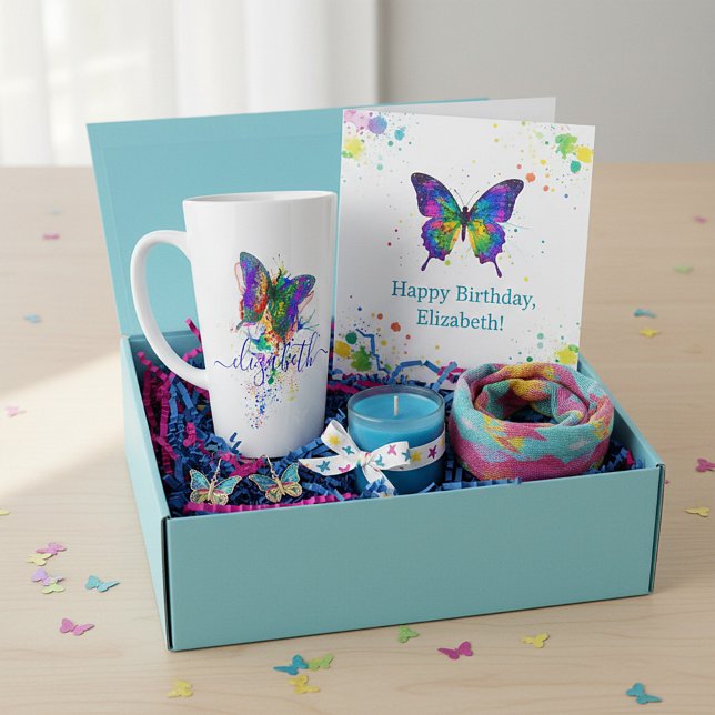 Taza De Café Latte Salpicadura de mariposa personalizada (Subido por el creador)