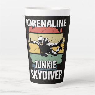 Taza De Café Latte Saltador de paracaídas adicto a la adrenalina