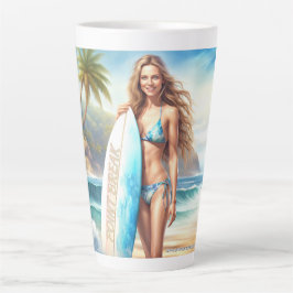 Taza De Café Latte salto de punto de acción chica