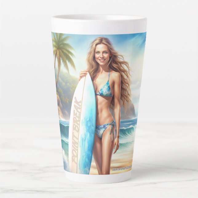 Taza De Café Latte salto de punto de acción chica (Anverso)