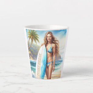 Taza De Café Latte salto de punto de acción chica