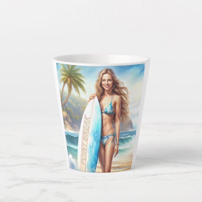 Taza De Café Latte salto de punto de acción chica (Anverso)