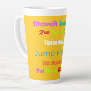 Taza De Café Latte Salto Salto Salto Lean Diseño de texto con colores