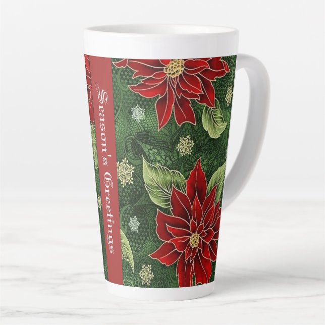 Taza De Café Latte Saludos de temporada a Poinsettia (Ángulo derecho)