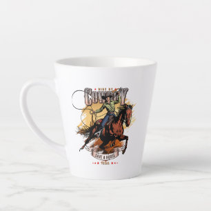 Taza De Café Latte Salva un Caballo; Monta un Vaquero   Taza de Latte