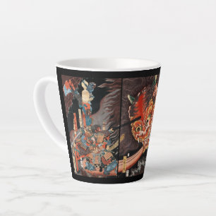 Taza De Café Latte Samurai japonés vintage vs. Oni