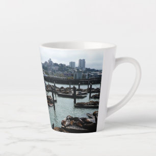 Taza De Café Latte San Francisco y leones marinos del Pier 39 en el h