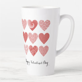 Taza De Café Latte San Valentín lindo amor dulce patrón de corazón ro