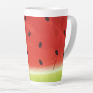 Taza De Café Latte Sandía gigante divertida rebanada de acuarela lind