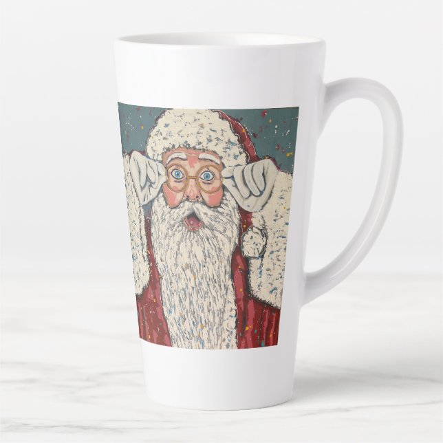Taza De Café Latte Santa Claus Surprised (Derecha)