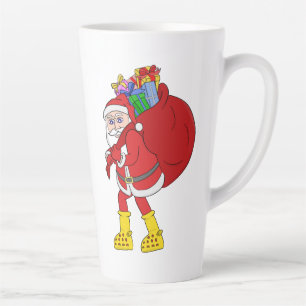 Taza De Café Latte Santa Claus viste grandes botes amarillos